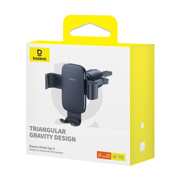 Baseus Metal Age 3 Gravity Car Mount (Air Vent Version) Cluster - Black - Image 6