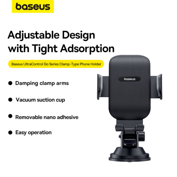 Baseus UltraControl Go Series Clamp-Type Phone Holder (Suction Cup Version) - Cluster Black - Image 7