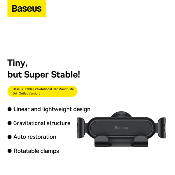Baseus Stable Gravitational Car Mount Lite (Air Outlet Version) Black - Image 2