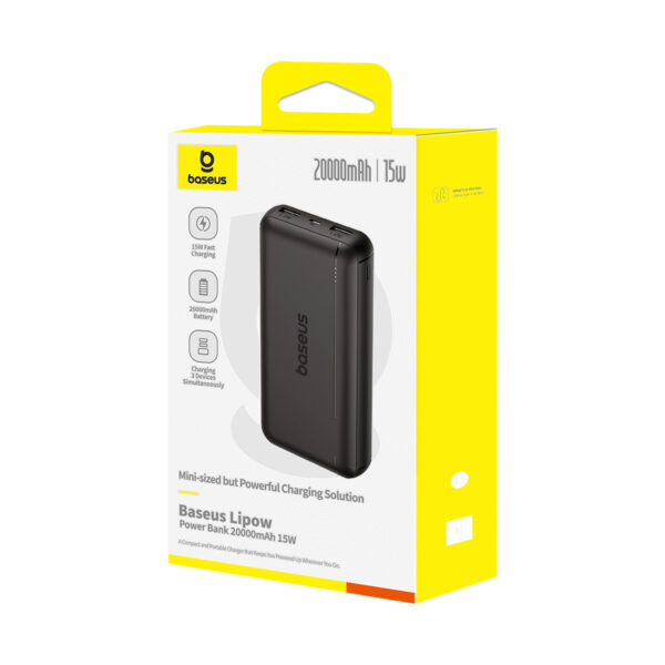 Baseus Bipow Series Digital Display Power Bank  20000mAh 15W - Black - Image 4