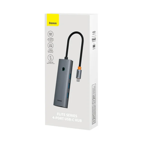 Baseus Flite Series Type C to 4-Port USB 3.0 Smart HUB - Space Grey - Image 4