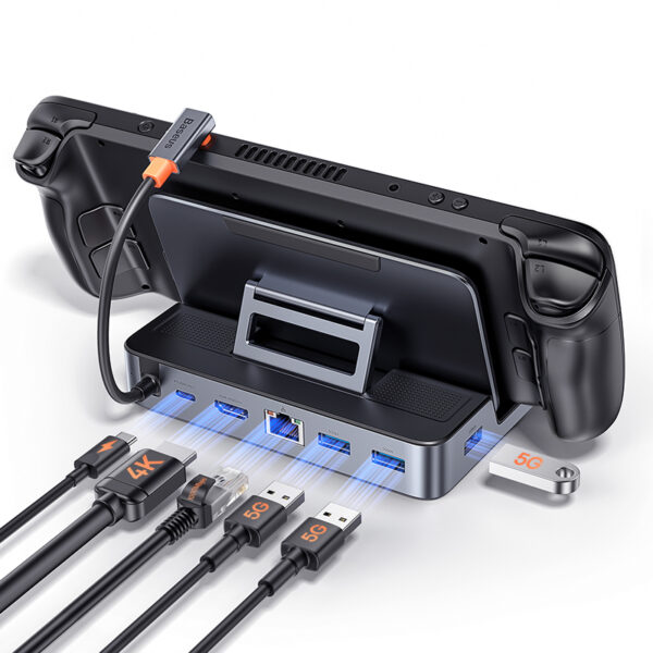 Baseus GamerX Series 6-Port Type C HUB Space Grey Type C to HDMI4K@60Hz*1+USB3.0*3+PD*1+RJ45*1 - Image 2
