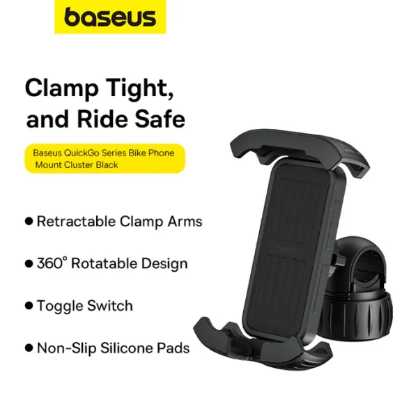 Baseus QuickGo Series Bike Phone Mount Cluster Black - Image 5