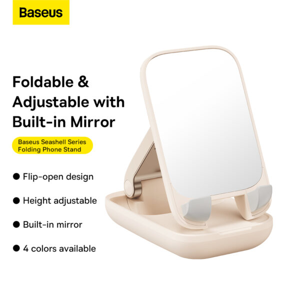 Baseus Seashell Series Folding Phone Stand with Built-In Mirror - Image 8