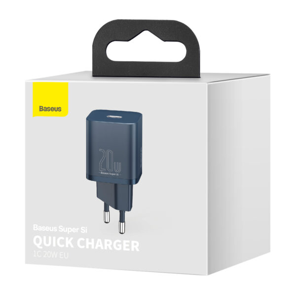 Baseus Super Si Quick Charger 1C 20W EU Sets Blue（With Superior Series Fast Charging Data Cable Type-C to iP PD 20W 1m Blue） - Image 5