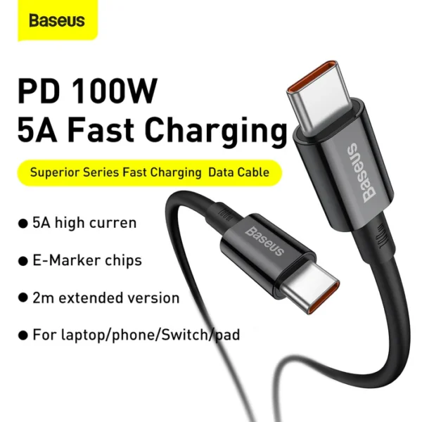 Baseus Superior Series Fast Charging Data Cable Type C to Type C 100W - Image 9