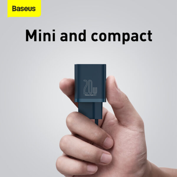Baseus Super Si Quick Charger 1C 20W EU Sets Blue（With Superior Series Fast Charging Data Cable Type-C to iP PD 20W 1m Blue） - Image 4