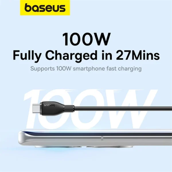 Baseus Pudding Series Fast Charging Cable USB to Type C 100W 2m White - Image 2