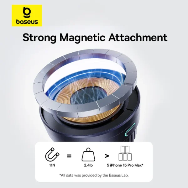 Baseus MagPro Series Magnetic Wireless Charging Car Mount Air Vent Version 15W Qi2.0 Cosmic Black - Image 5
