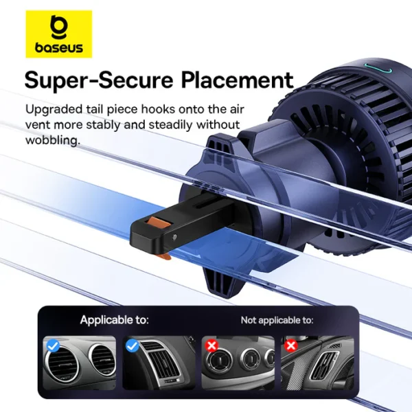 Baseus MagPro Series Magnetic Wireless Charging Car Mount Air Vent Version 15W Qi2.0 Cosmic Black - Image 6