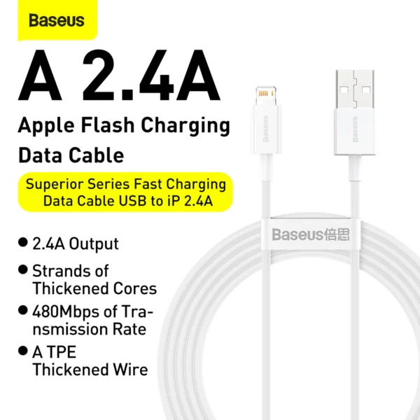 Baseus Superior Series Fast Charging Data Cable USB to iP 2.4A 1.5m - Image 7
