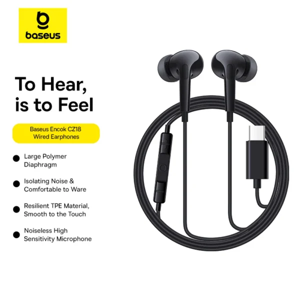Baseus Encok CZ18 Wired Earphones Cluster Black - Image 5