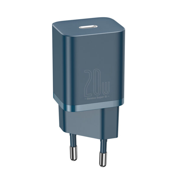Baseus Super Si Quick Charger 1C 20W EU Sets Blue（With Superior Series Fast Charging Data Cable Type-C to iP PD 20W 1m Blue）