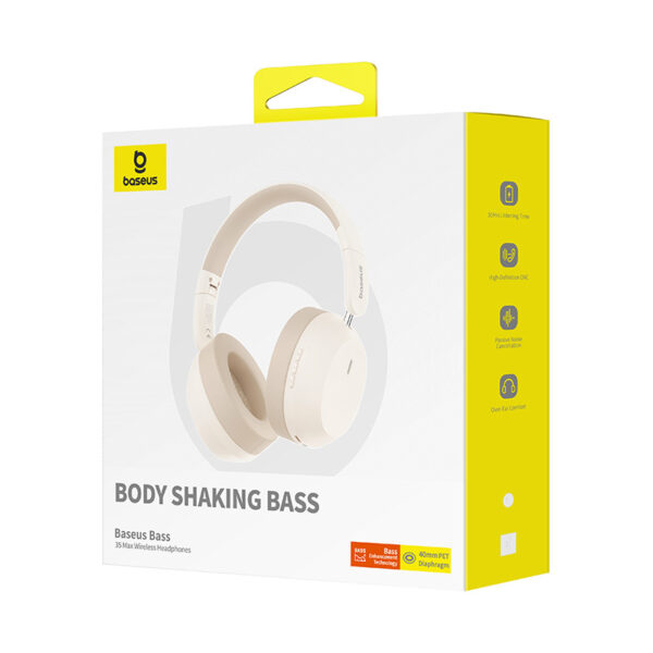 Baseus Bass 35 Max Wireless Headphones - Stellar White - Image 2