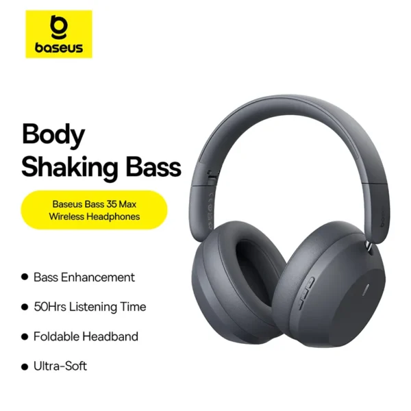 Baseus Bass 35 Max Wireless Headphones - Twilight Grey - Image 7