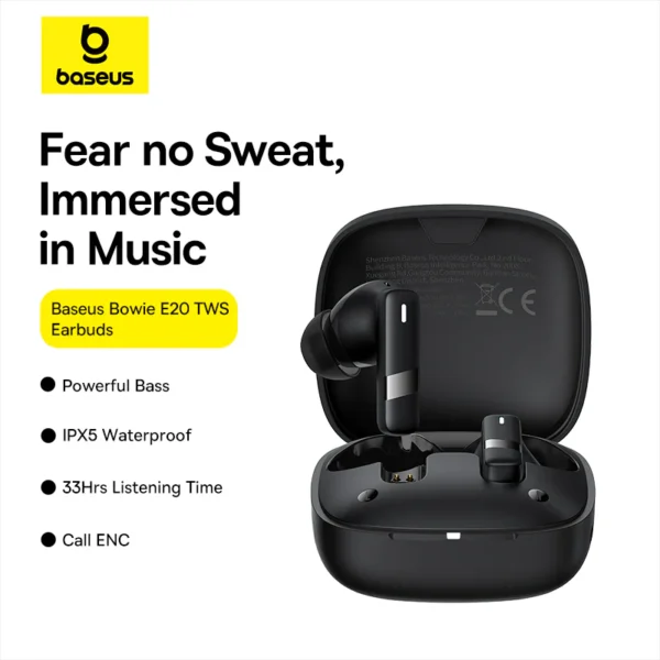 Baseus Bowie E20 True Wireless Earphones - Cluster Black - Image 7