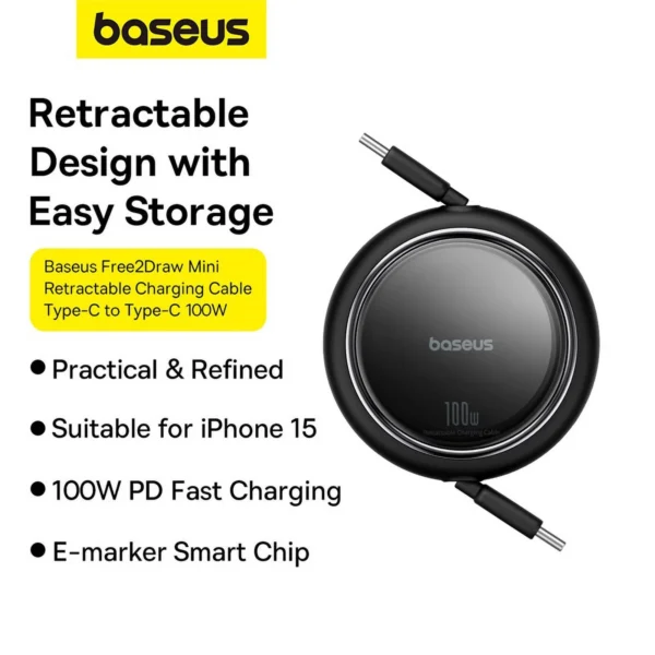 Baseus Free2Draw 100W Mini Retractable Charging Cable - Image 4