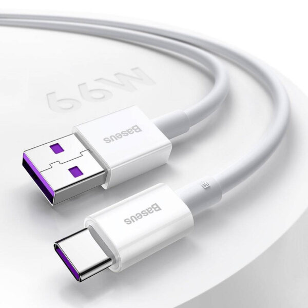 Baseus Superior Series Fast Charging Data Cable USB to Type-C 66W 1M White - Image 5