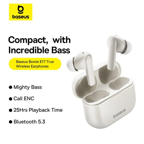 Baseus Bowie E17 True Wireless Bluetooth Earphones - Stellar White - Image 6