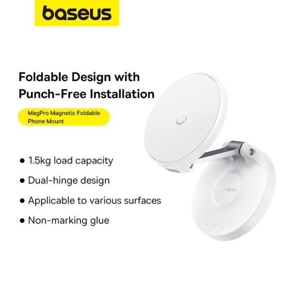 Baseus MagPro Magnetic Foldable Phone Mount Moon White - Image 7