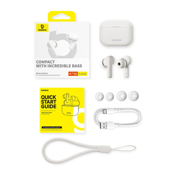 Baseus Bowie E17 True Wireless Bluetooth Earphones - Stellar White - Image 4