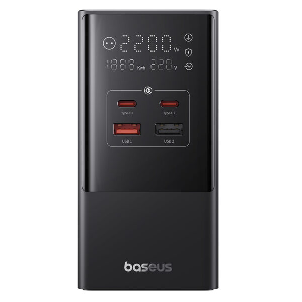 Baseus PowerCombo Tower Digital PowerStrip 3AC+2U+2C 35W with 1.5m Power Cord EU Cluster Black - Image 4