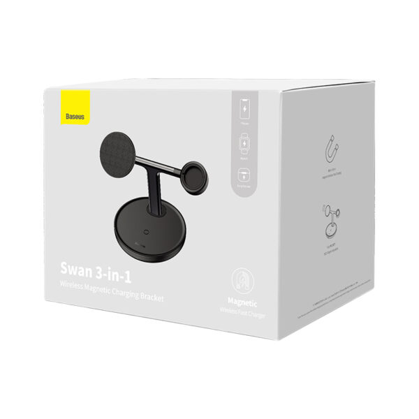 Baseus Swan 3-in-1 Wireless Magnetic Charging Bracket 20W Black Universal version （ Include：USB For type-C 3A 1m） - Image 4